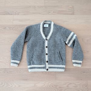 Reigning Champ Gray Knit Sweater with Cream Accents